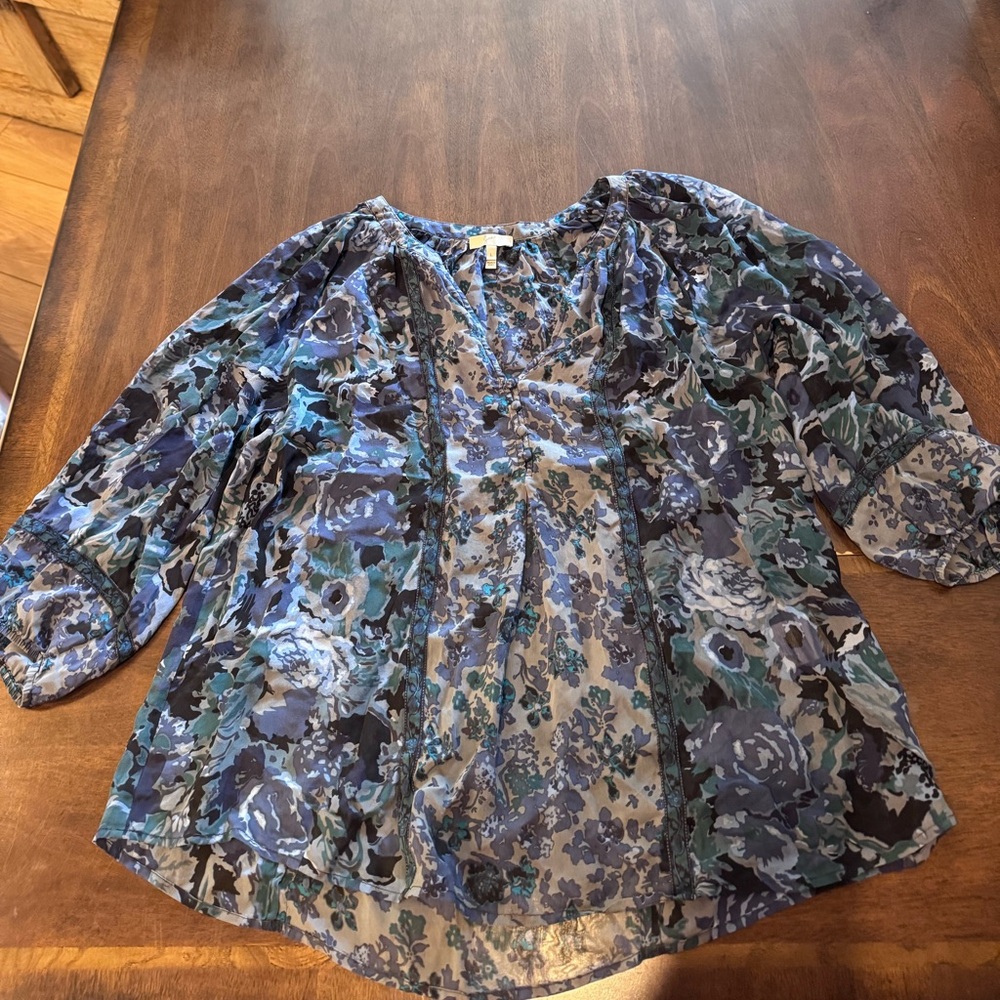 Joie Blue and Gray Floral Blouse